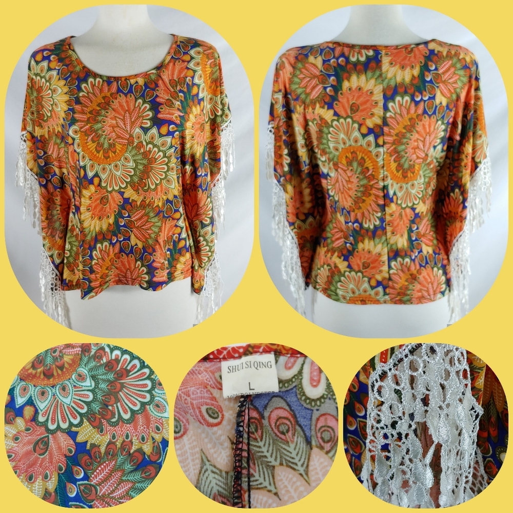 Shui So Qing vibrant peacock print top